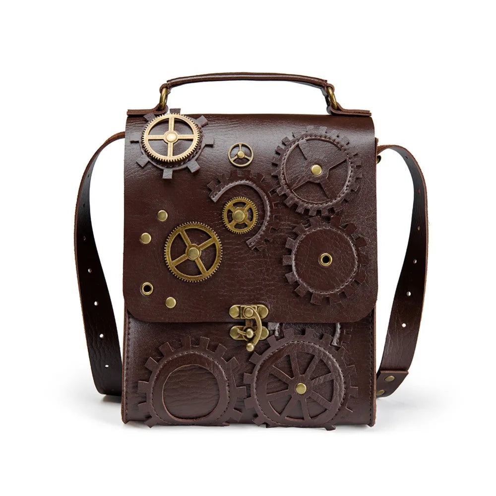 Norbinus Steampunk Single Shoulder Bags Vintage Women Handbags Gothic Messenger Crossbody Bag Ladies Rivet Top-Handle Bags Pack