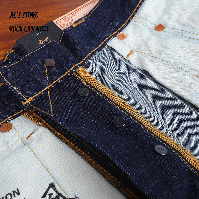 Washed Slim Fitting Pants Sanforized Raw Denim Jeans 12oz