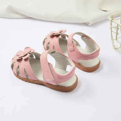 Hot selling little girl flower Sandals kids closed toe princess shoes for summer 3-7years older
