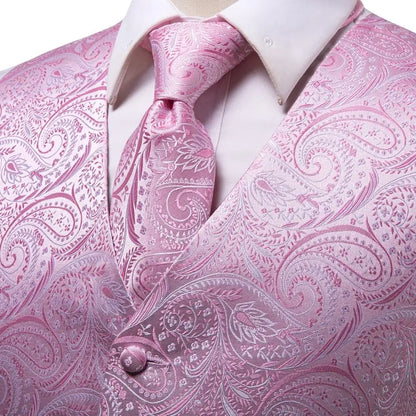 Navy Blue Mens Vest Formal Paisley Waistcoat Jacket Tie Handkerchief Cufflinks Set For Male Dress Suit Wedding Party
