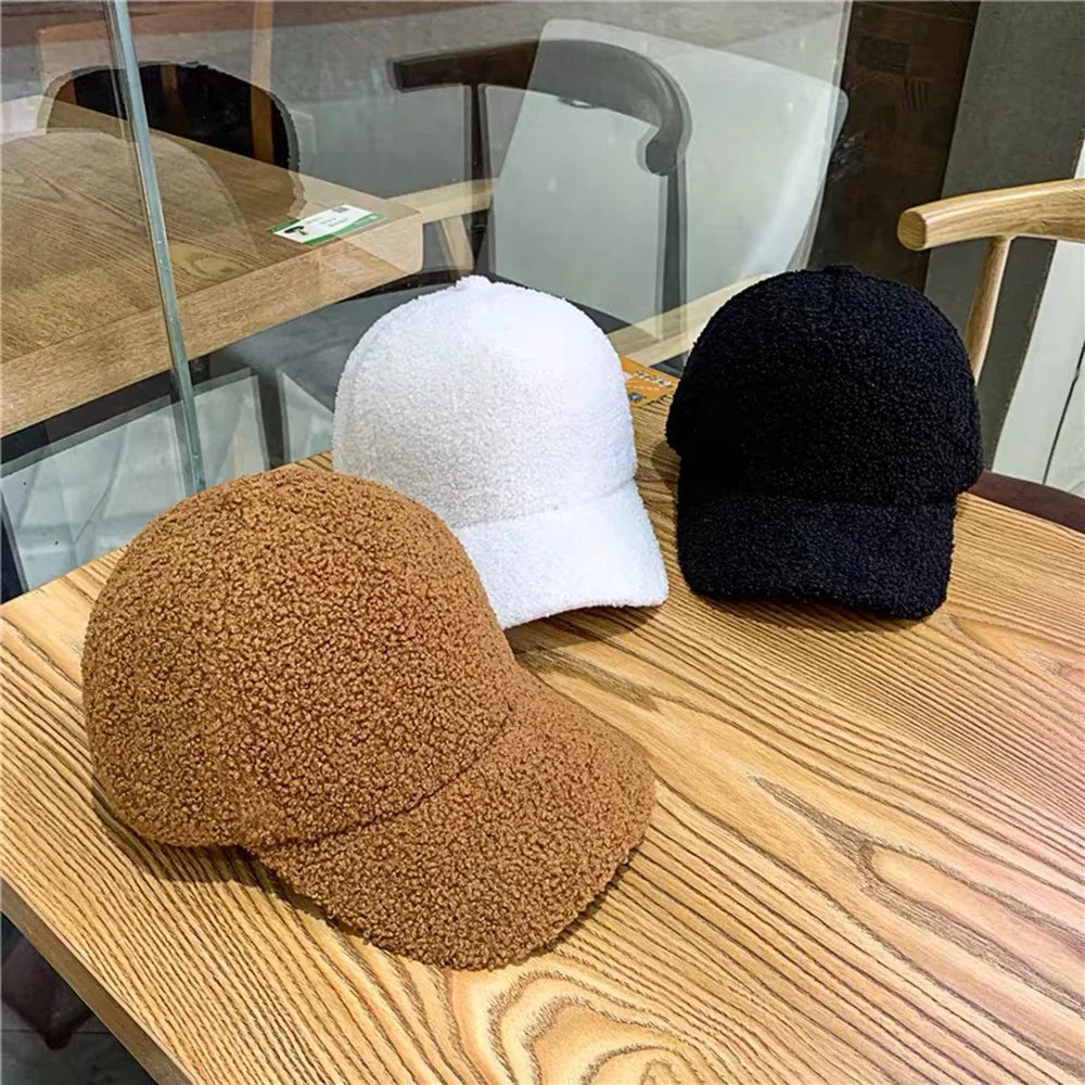 Winter Caps for Women Men Wool Baseball Cap Thicken Warm Pure Color Casquette Hat Men Women Hats Wholesale