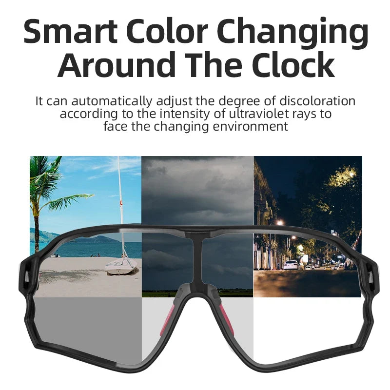 Photochromic Cycling Glasses UV400 Sunglasses Outdoor Sport Bicycle Eyewear MTB Racing Lightweight Flexible Goggles