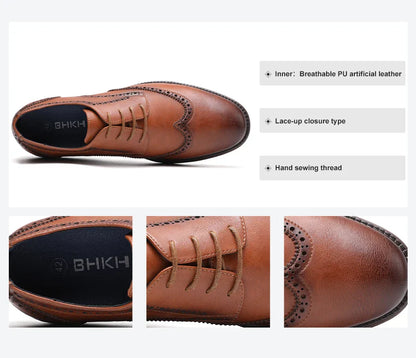 Genuine Leather Dress Shoes Comfy Men Casual Shoes Smart Business Work Office Lace-up Men Shoes