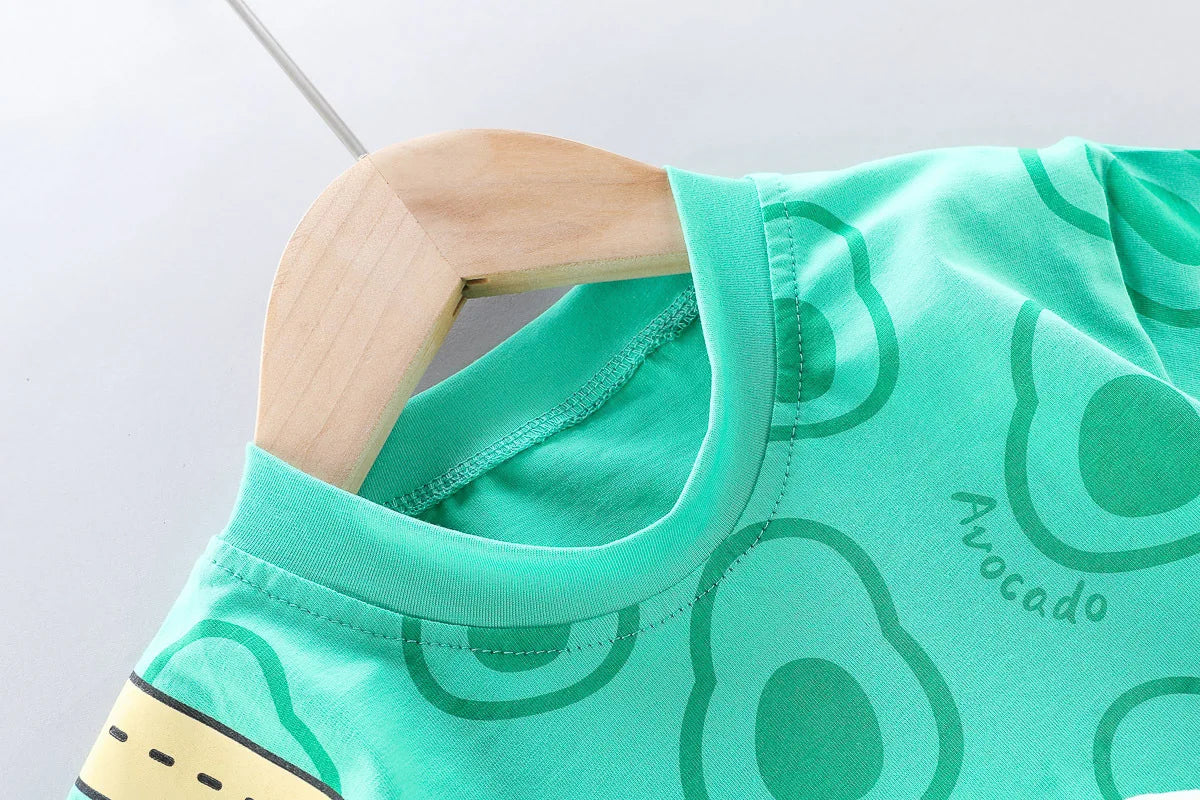 New Toddler Boys Fashion Casual Clothes Outfits 0-5years Baby Girls Print T-shirt with Cartoon Bag+Denim Shorts Summer Clothing