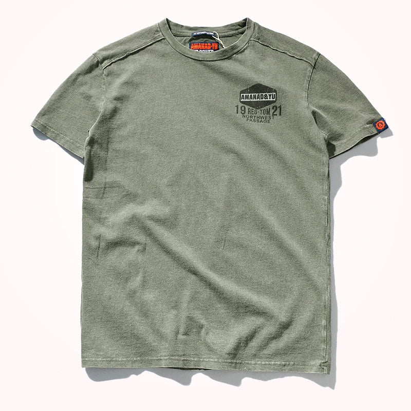 Summer New Short-Sleeved T-shirt Men 's Fashionable Mid-Length round Neck Pure Cotton Tops