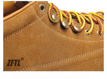 ZFTL Men's Boots Man Ankle Boots Casual Lace up Boots Male Handmade Sewing tooling boots Cow Leather Desert boots Men's 2025