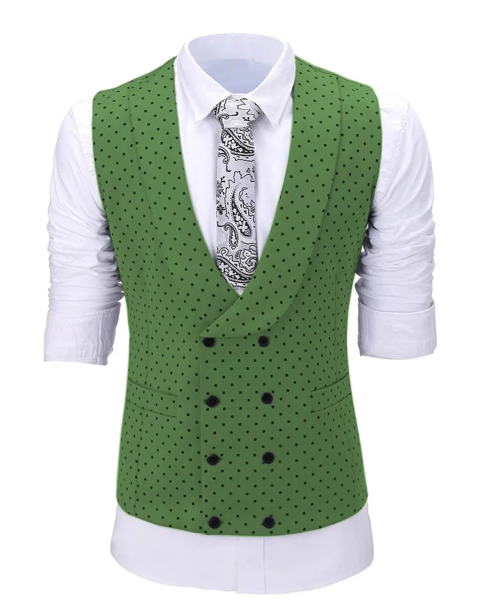 Men's Suit Formal Neck Square wave point leisure  Casual Waistcoat Formal Business Grey Navy Vest Groomman For Wedding Evening