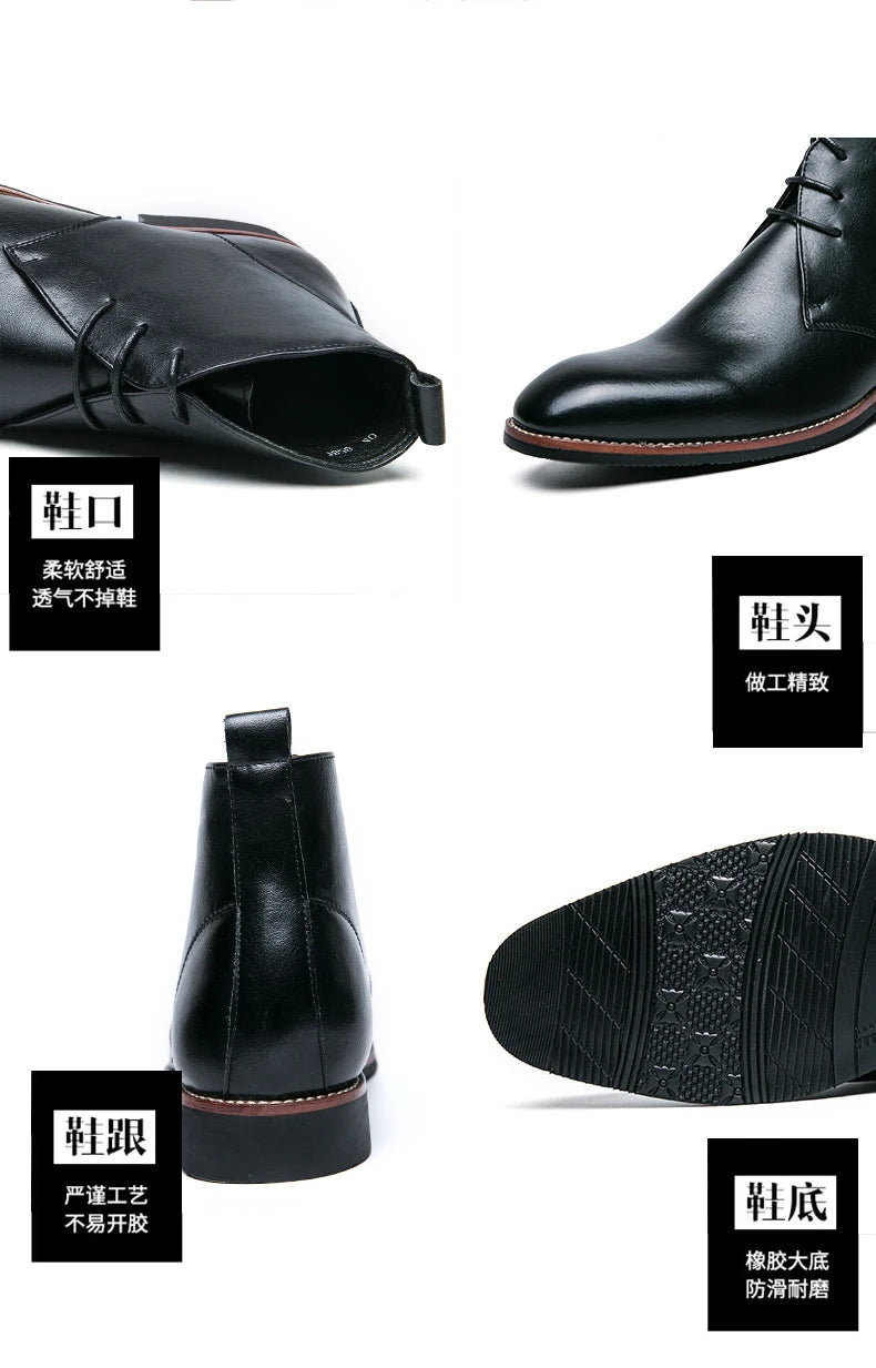 Mayba Pointed Leather Shoes Men Casual Shoes Ankle Boots Size 38-48