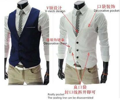 New Arrival Dress Vests For Men Vest Slim Fit Mens Suit Vest Male Waistcoat Gilet Homme Casual Sleeveless Formal Business Jacket