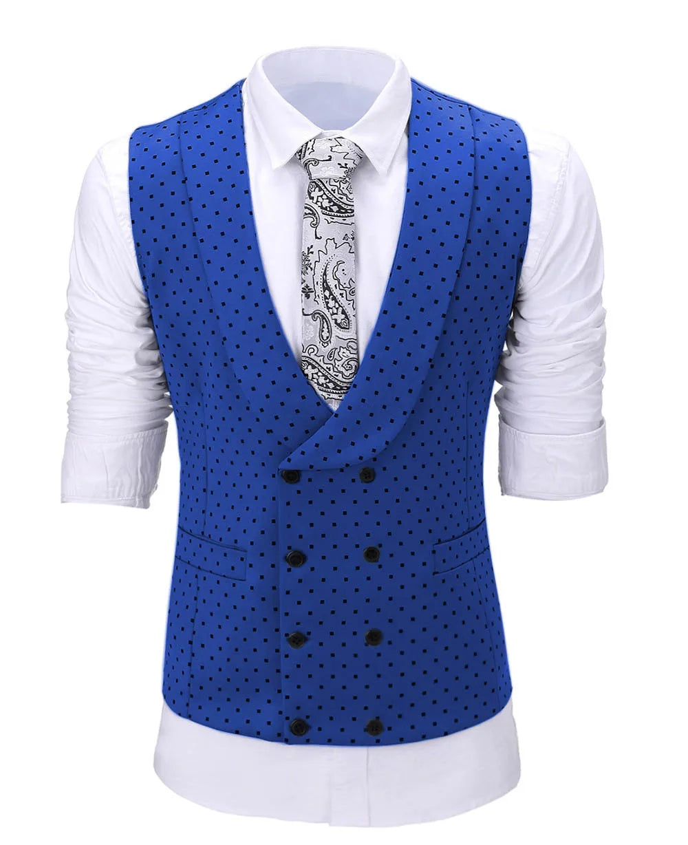 Men's Suit Formal Neck Square wave point leisure  Casual Waistcoat Formal Business Grey Navy Vest Groomman For Wedding Evening
