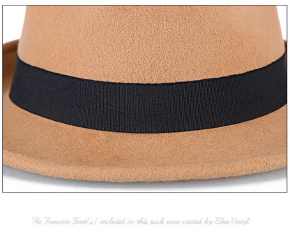 Men Winter Thick Warm Felt Fedora Hats Wool Gentleman Jazz Cap Homburg Male Classical Narrow Brim Top Hat