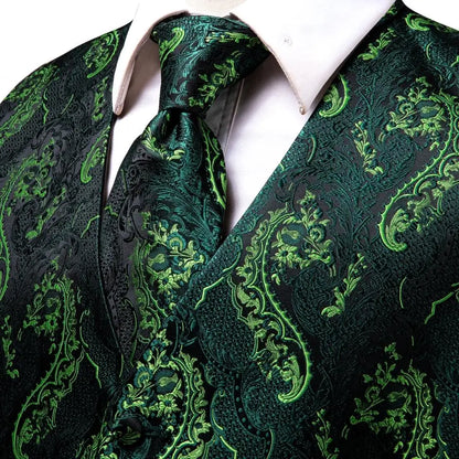 Navy Blue Mens Vest Formal Paisley Waistcoat Jacket Tie Handkerchief Cufflinks Set For Male Dress Suit Wedding Party
