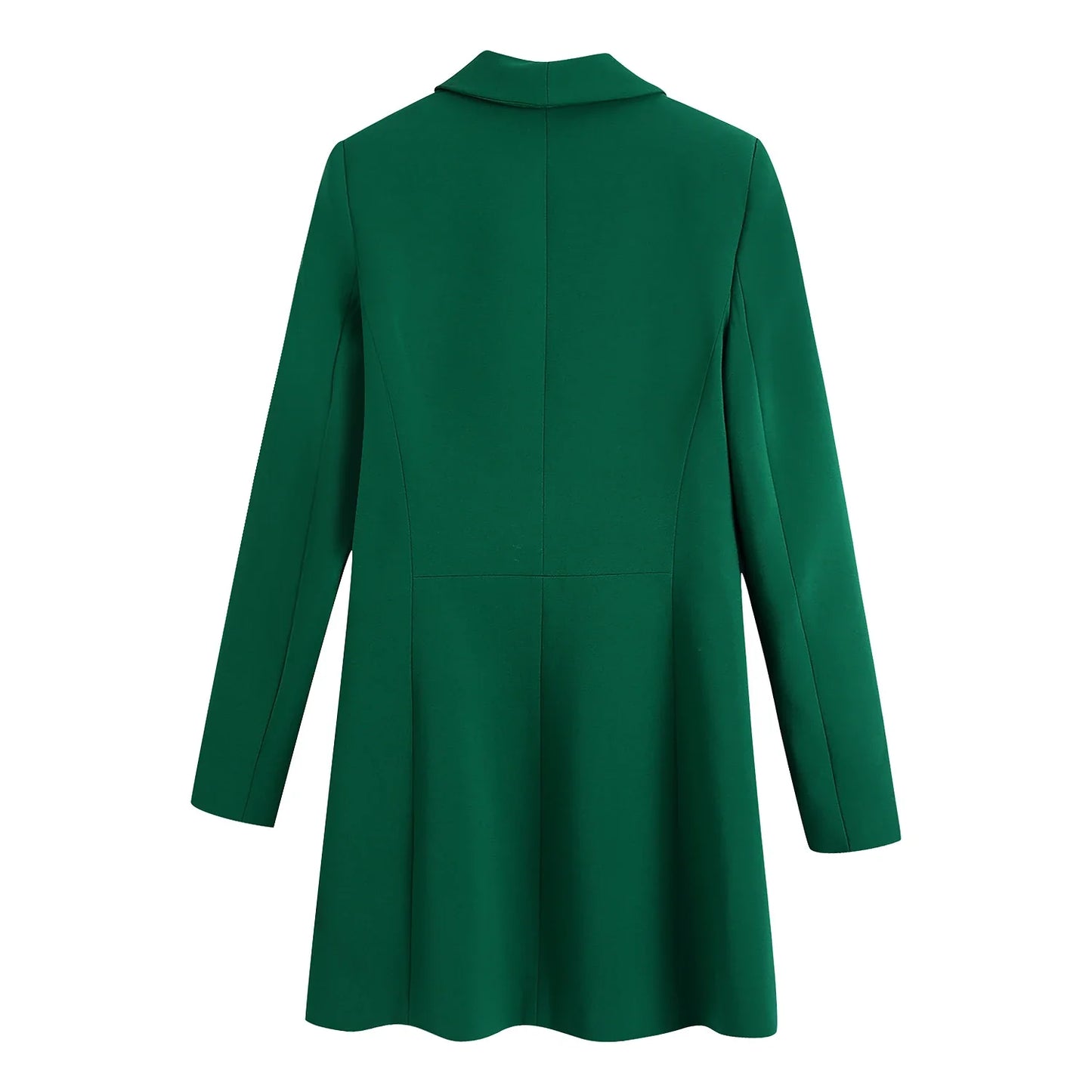 2023 Fashion Vintage Stylish Green Oversized Long Women Blazer Office Lady Pocket Fashion Autumn Jacket Female Bussiness