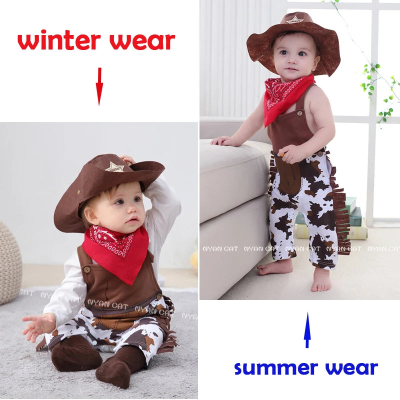 Cowboy Cow Boy Costume Rompers for Baby Boys Toddler Infant Halloween Christmas Birthday Party Cosplay Fancy Dress