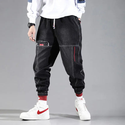 Printing Jeans Men's Gradient Hip Hop Trousers Harem Cartoon Loose Casual Ankle Banded Pants Cargo Denim Jeans Fashion