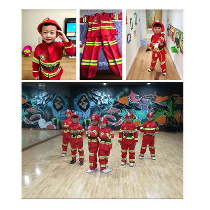 Halloween Kids Firefighter Uniform Children Sam Fireman Role Work Clothing Suit Boy Kids Cosplay Costume Party Costume Gift