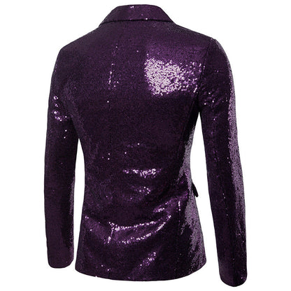 Men Glitters Suit Jackets Sequins Party Button Dance Bling Coats Wedding Party Men Blazer Gentleman Formal Suit Plus Size 2XL