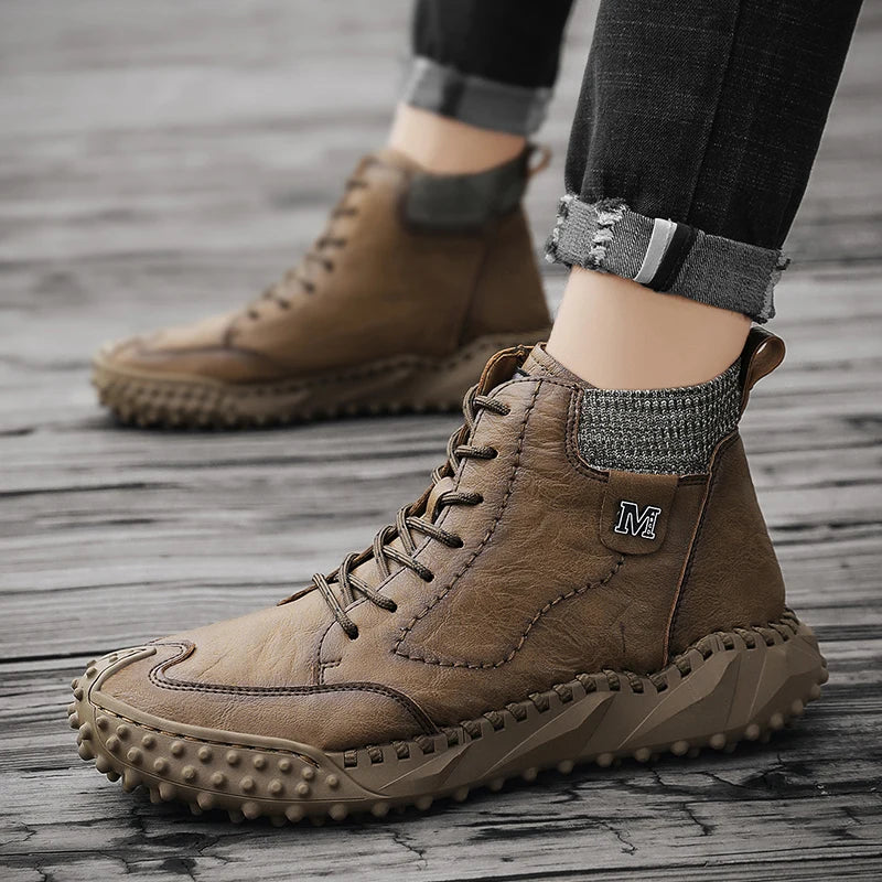 Winter Warm Men's Casual Shoes Fashion Men's Leather Boots Comfortable Men's Ankle Boots Outdoor High Quality Hiking Boots Men
