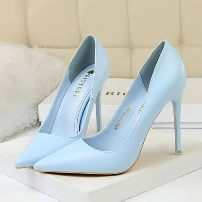 2023 Women 7.5cm 10.5cm High Heels Pumps Lady Wedding Bridal Scarpins Stripper Low Heels Plus Size Fetish Party Blue Pink Shoes
