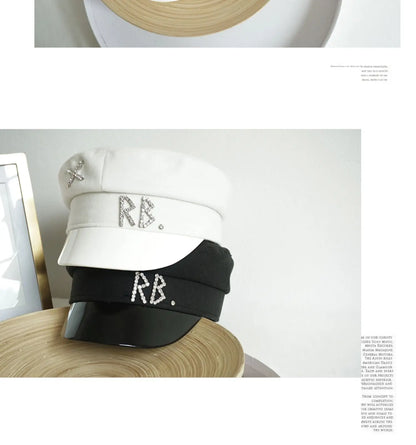 New Women Hats Crystal baker boy hat Wool Newsboy Caps Female Flat Militray Caps Visor S-XL