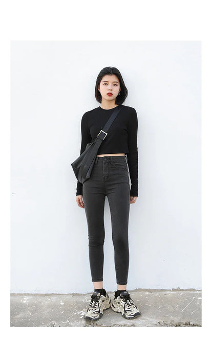 Women Jeans Retro High Waist Stretch Pencil Denim Pants Elastic for Woman Female Trousers Autumn Winter Ladies