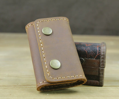 Handmade Vintage Genuine Leather Key Holder Men keyChain Cover Leather Key Wallet Men key case bag Women Key Organizer