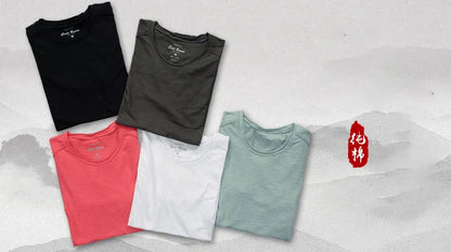 3007 Cotton T-shirt Men Excellent Quality Slub Cotton Solid Color Summer Japan Style Harajuku Male Comfortable Soft Pullover Tee