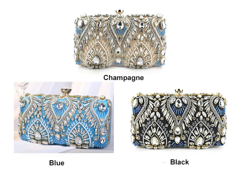 Luxury Diamond Rhinestone Clutch Bags Exquisite Female clutches Pearls Beaded Chain Handbags Wedding Purse Shouler Bag ZD1234