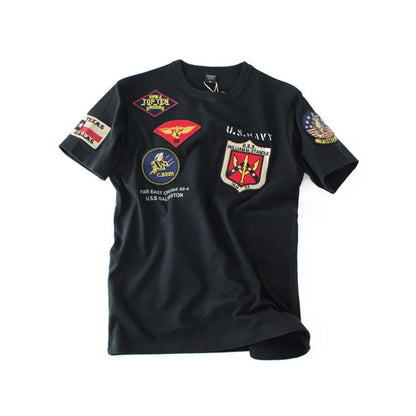 WW2 Top Gun O Neck Military Air Force Pilot Patch Female Male T-shirt WAPPEN BADGES Summer T Shirt Men 100% Cotton Streetwear