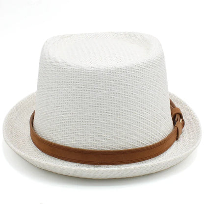 Men Women Classical Straw Pork Pie Hats Fedora Sunhats Trilby Caps Summer Boater Beach Outdoor Travel Party Size US 7 1/4 UK L
