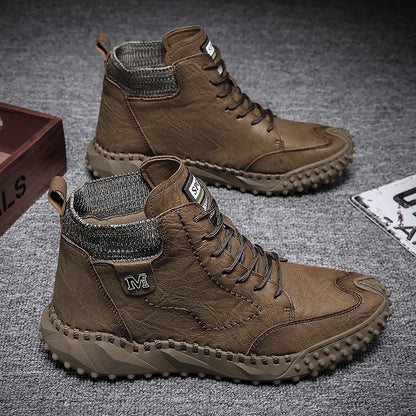 Winter Warm Men's Casual Shoes Fashion Men's Leather Boots Comfortable Men's Ankle Boots Outdoor High Quality Hiking Boots Men