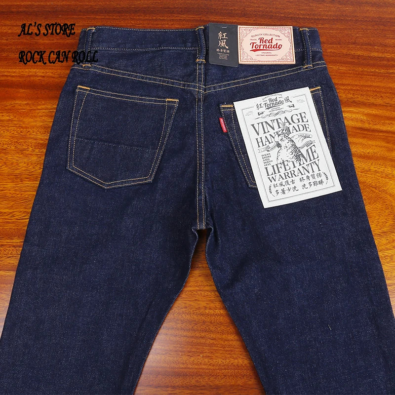 Washed Slim Fitting Pants Sanforized Raw Denim Jeans 12oz