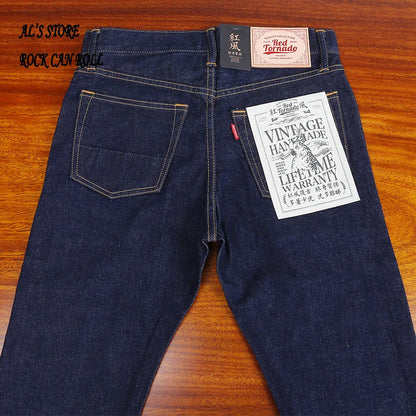 Washed Slim Fitting Pants Sanforized Raw Denim Jeans 12oz