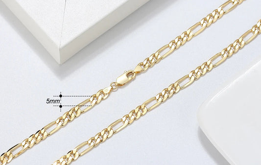 Trendy Men Woman Figaro Chain Necklace 3.3/5/7mm Diamond-Cut Figaro Chain 925 Silver Jewelry Party Gift OSC34