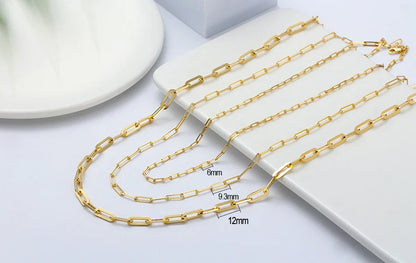 14K Gold Plated Genuine 925 Sterling Silver Paperclip Neck Chain 6/9.3/12mm Link Necklace for Women Men Jewelry SC39
