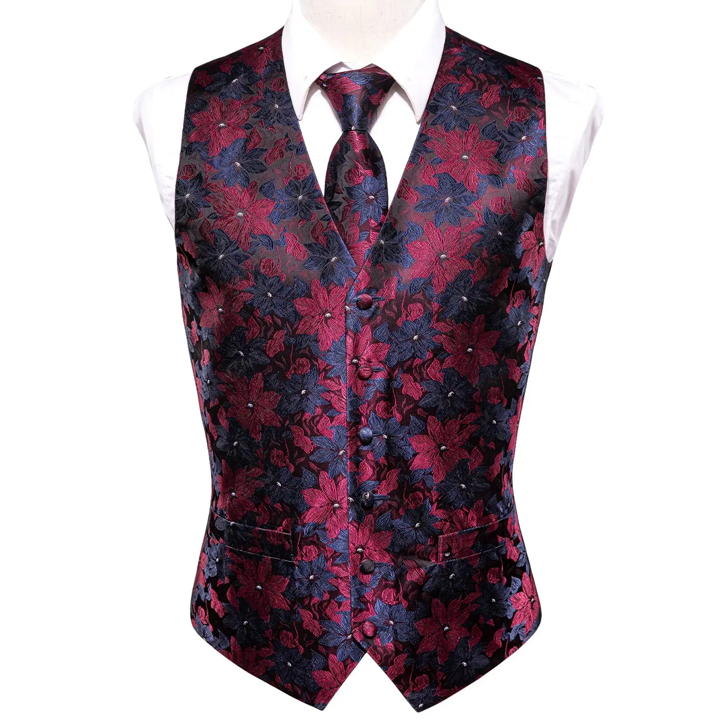 Luxury Silk Mens Vests Rose Gold Pink Striped Waistcoat Necktie Bowtie Hanky Cufflinks Set Waist Jacket For Men Wedding