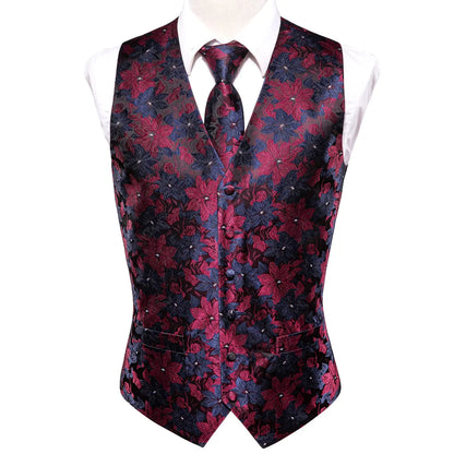 Luxury Silk Mens Vests Rose Gold Pink Striped Waistcoat Necktie Bowtie Hanky Cufflinks Set Waist Jacket For Men Wedding