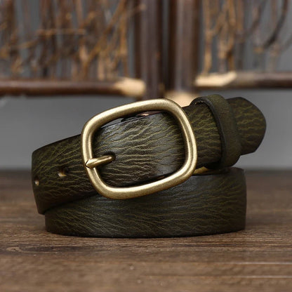 2.8cm Retro Female Real Thick Genuine Leather Belt Copper Pin Buckle Women Cowskin Jeans Belt Girl Simple Ladies Waist Strap