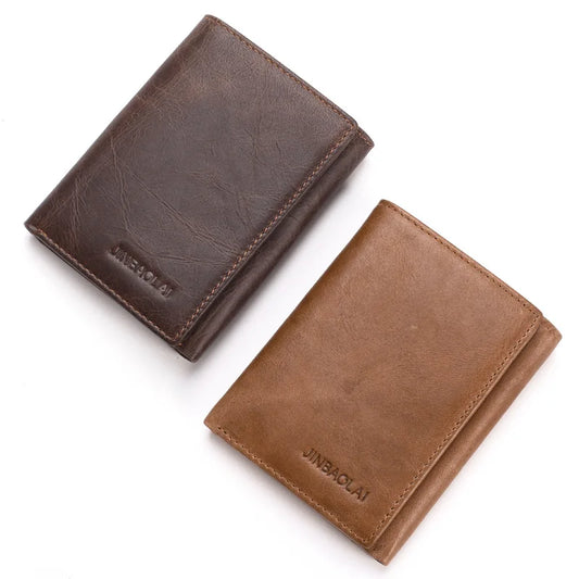 Portefeuilles en cuir de vache véritable pour hommes Porte-cartes Compartiment à billets Portefeuilles courts Marque vintage Sacs à main de haute qualité pour hommes