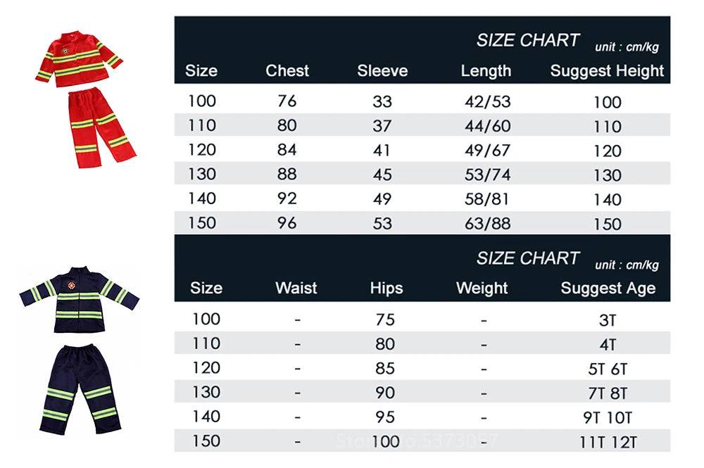 Halloween Kids Firefighter Uniform Children Sam Fireman Role Work Clothing Suit Boy Kids Cosplay Costume Party Costume Gift