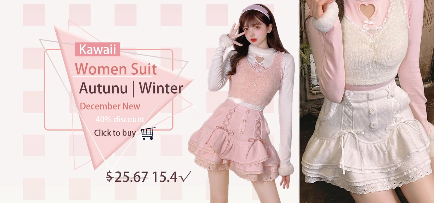 Japanese Kawaii Mini Skirt Women Summer Casual Designer Elegant Lolita Sexy Skirt High Waist Lace Bandage Y2k Sweet Skirt 2024