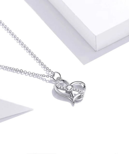 925 Sterling Silver Clear CZ Forever Love Heart Pendant Necklace for Women Valentine's Day Anniversary Gift Fine Jewelry