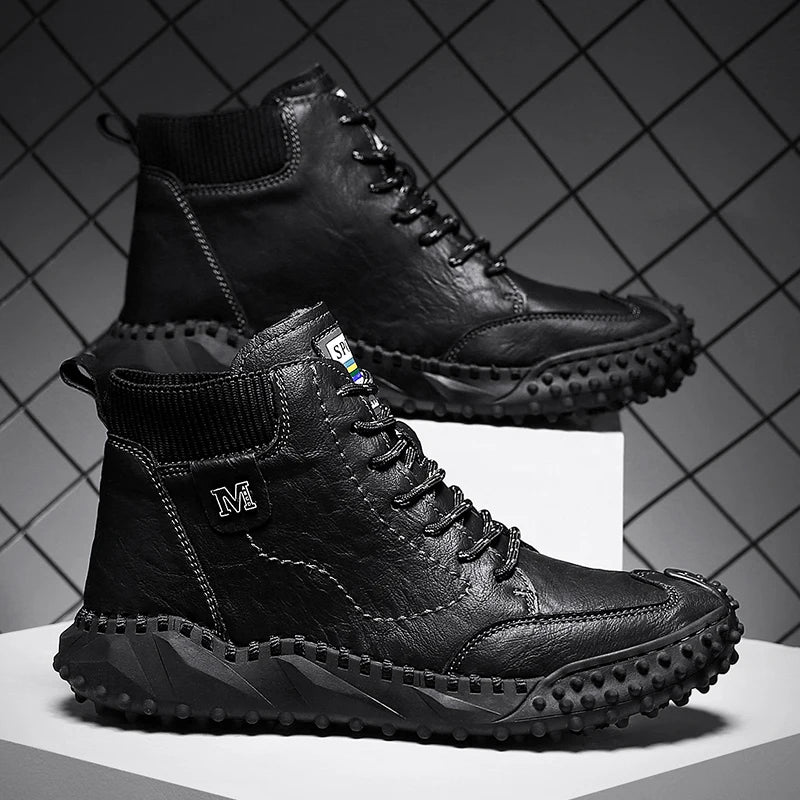 Winter Warm Men's Casual Shoes Fashion Men's Leather Boots Comfortable Men's Ankle Boots Outdoor High Quality Hiking Boots Men