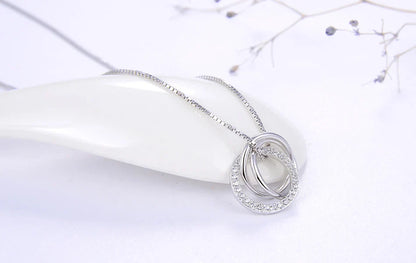 Trendy Simple Necklace 925 Sterling Silver Women Necklaces With 3 Big Circle AAAA Zircon Jewelry Wedding Gift OSN175