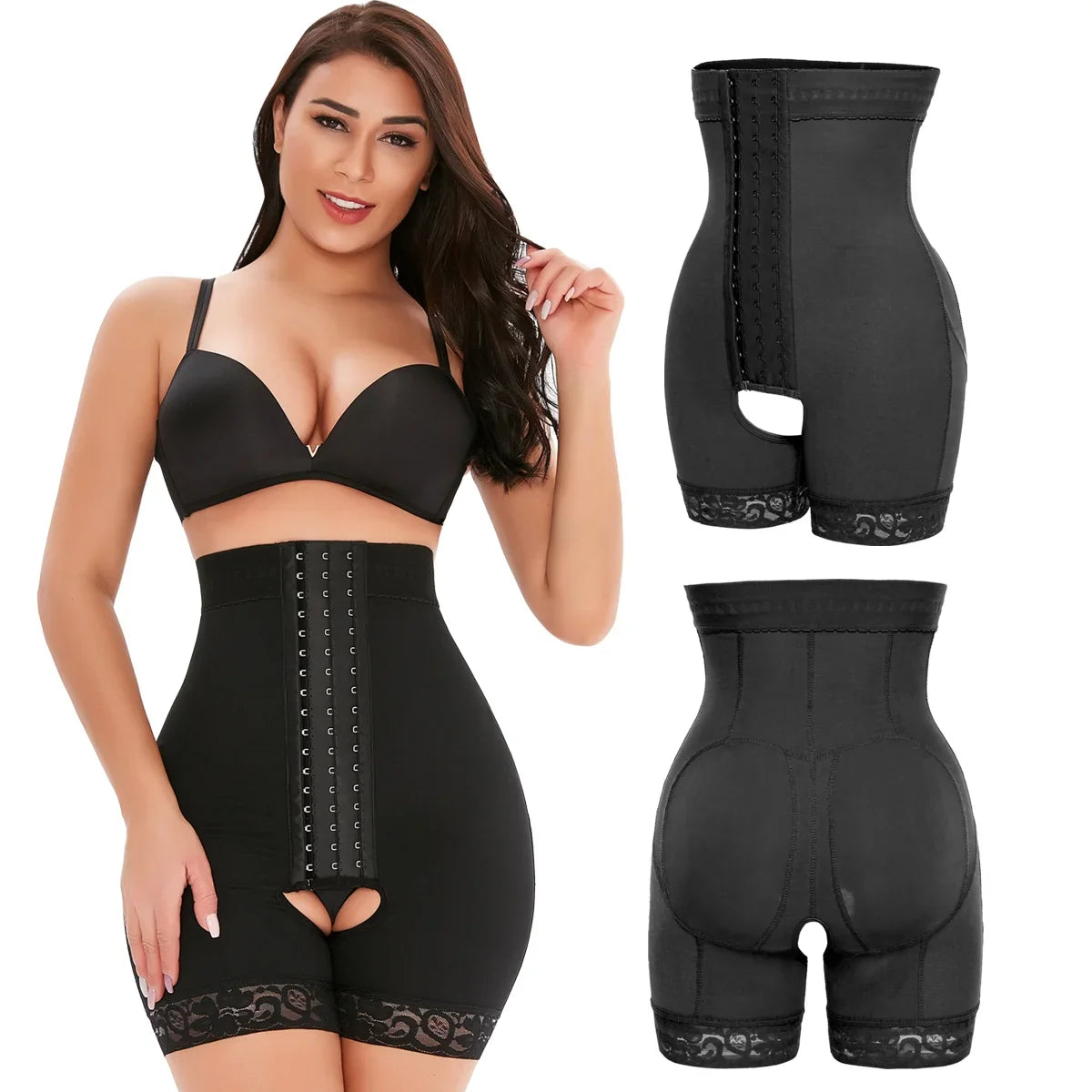 Women Body Sculpt Shaper High Waist Tummy Control Panties Butt Lifter Flat Tummy Pants Open Crotch Hips Enlargement Underwear