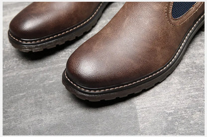 2025 Men Chelsea Boots New Winter Men Boots  Soft Leather Elastic Strap Ankle Boots Smart Formal Business Casual Man Shoes