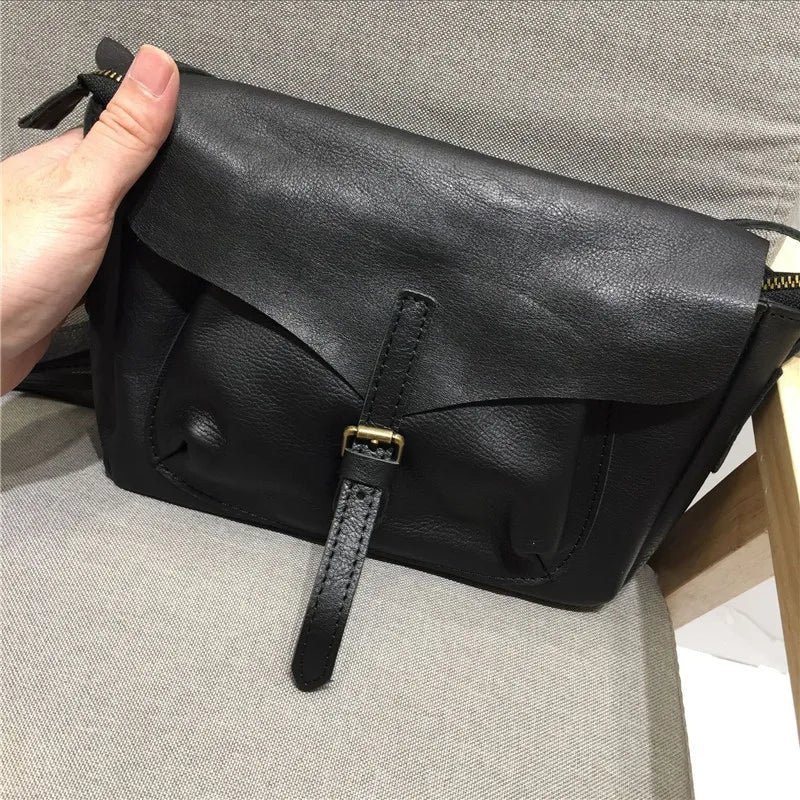 Retro Women Crossbody Bags Natural Real Leather Shoulder Bag Female Solid Casual Daily Messenger Bags Satchel Designer Handbags