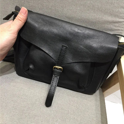 Retro Women Crossbody Bags Natural Real Leather Shoulder Bag Female Solid Casual Daily Messenger Bags Satchel Designer Handbags