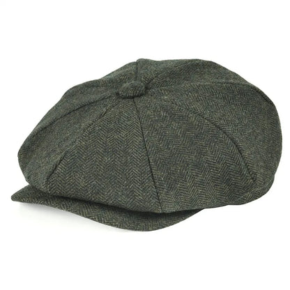 Men's 8 Piece Wool Blend Newsboy Flat Cap Gatsby Retro Hat Driving Caps Baker Boy Hats Women Boina 005