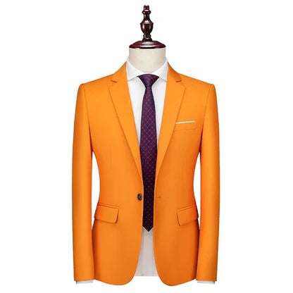 Bright Green Single Button Men's Blazer, Asian Size Slim Suit Jacket, Wedding Dress Coat, White and Black Tops.